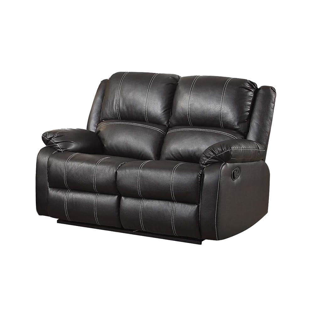 Acme Furniture Zuriel 37 in. Black PU Faux Leather 2-Seats Loveseats ...