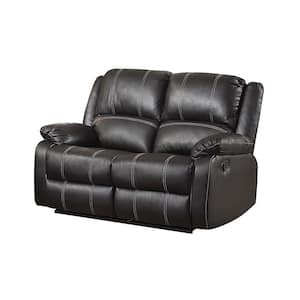 Zuriel 37 in. Black PU Faux Leather 2-Seats Loveseats with Motion
