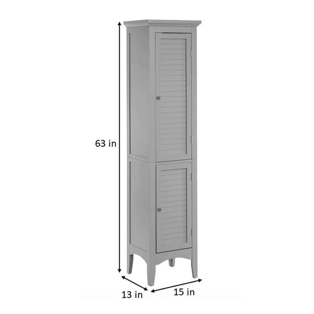 Gray Tall Wooden Cabinet with Adjustable Shelving