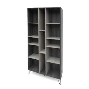 Imogen 77 in. Grey Oak Wood 13-Shelf Accent Bookcase