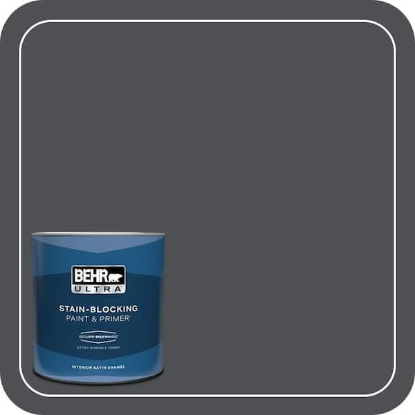 BEHR ULTRA 1 qt. #PPU26-01 Satin Black Extra Durable Satin Enamel Interior Paint & Primer