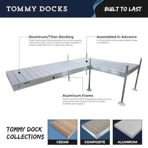 8 ft. Shore T-Style Aluminum Frame with Gray Titan Platinum Series Complete Dock Package for Boat Dock Systems