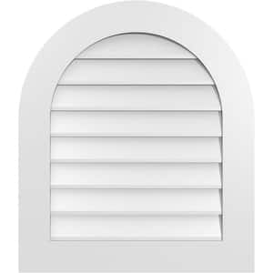 26 in. x 30 in. Round Top White PVC Paintable Gable Louver Vent Non-Functional