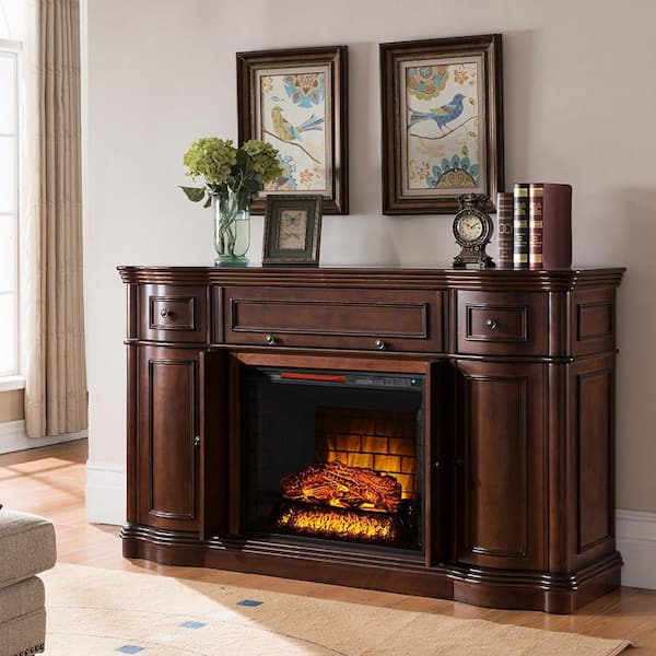 Unbranded Bold Flame Vanderbilt 68 in. Media Console Electric Fireplace TV Stand in Walnut