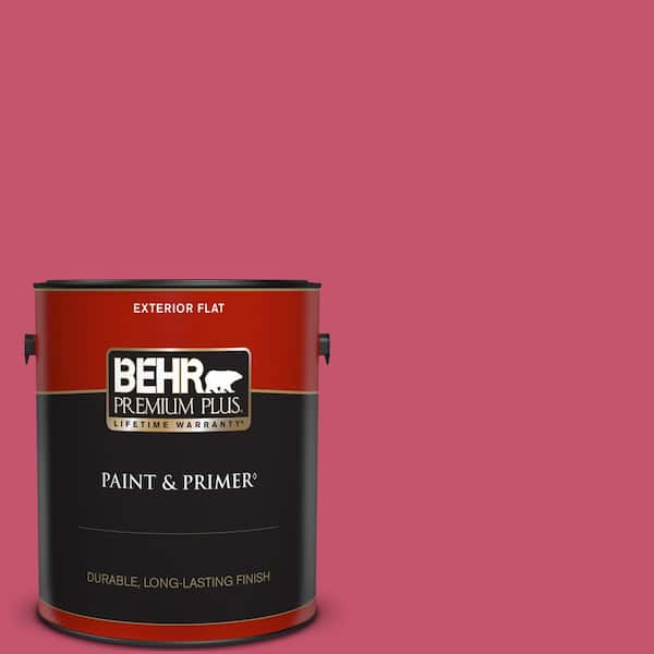 BEHR PREMIUM PLUS 1 gal. #120B-7 Tropical Smoothie Flat Exterior Paint & Primer