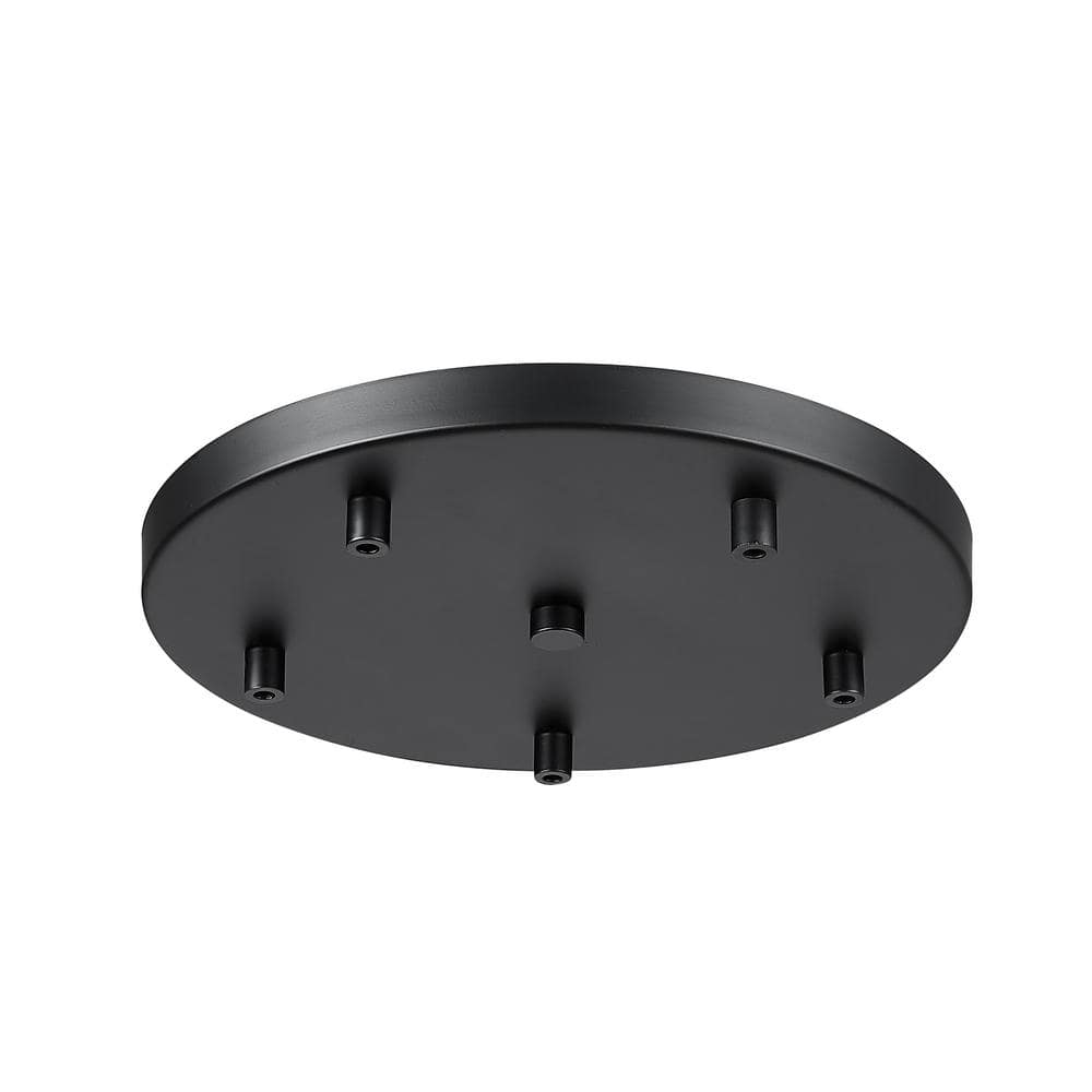 Multi Point Canopy 12 in. 5-Light Matte Black Round Ceiling Plate ...