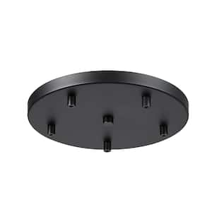 Multi Point Canopy 12 in. 5-Light Matte Black Round Ceiling Plate