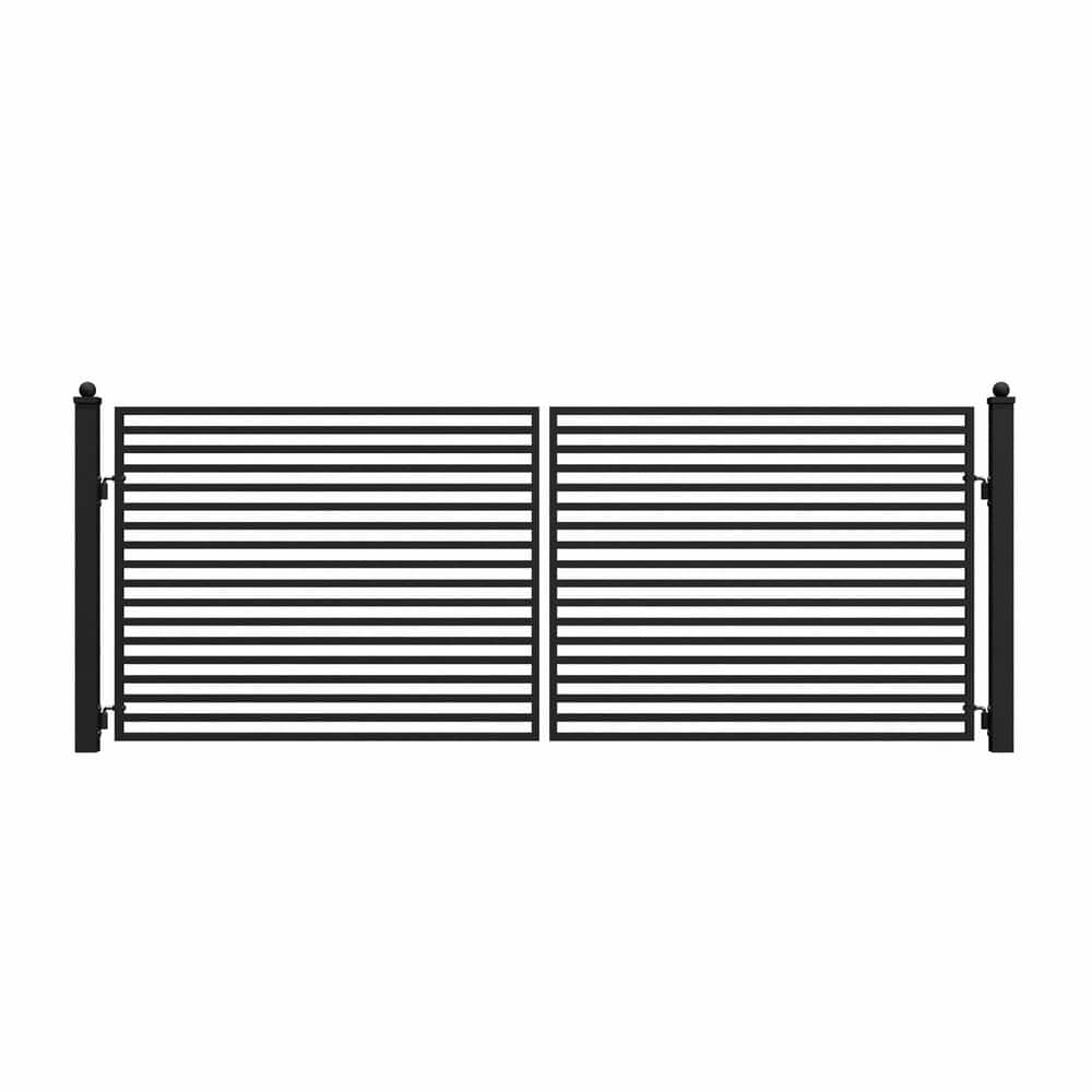 UPC 703980256718 product image for 14 ft. x 6 ft. Milan Black Metal Steel Dual Swinging Driveway Fence Gate | upcitemdb.com