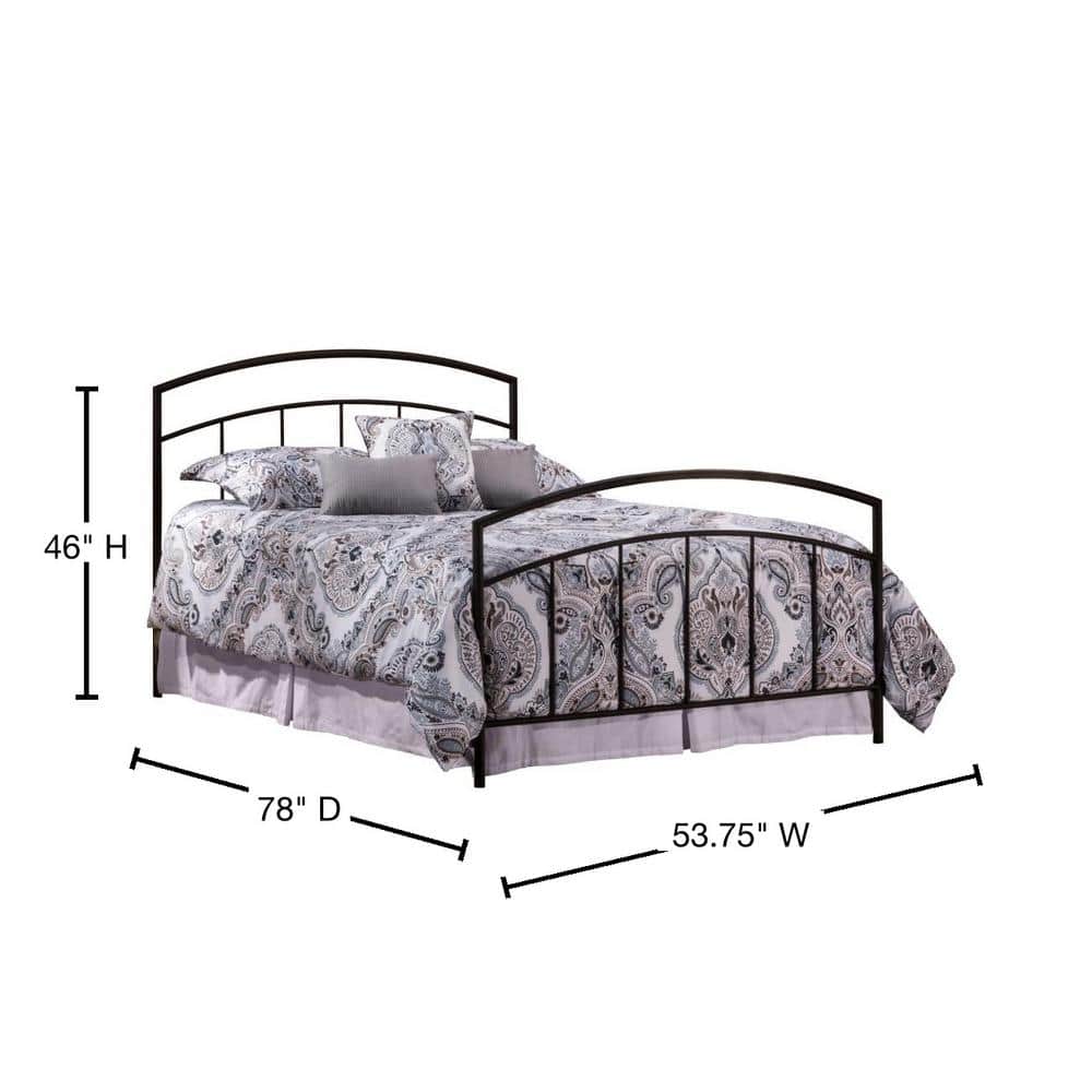 Julien Textured Black Full Metal Bed with Upholstered Headboard