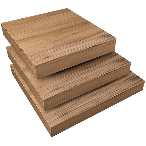 Floating Shelves, 9.25 in. x 9.25 in. Mahogany Decorative Wall Shelves, Set of 3