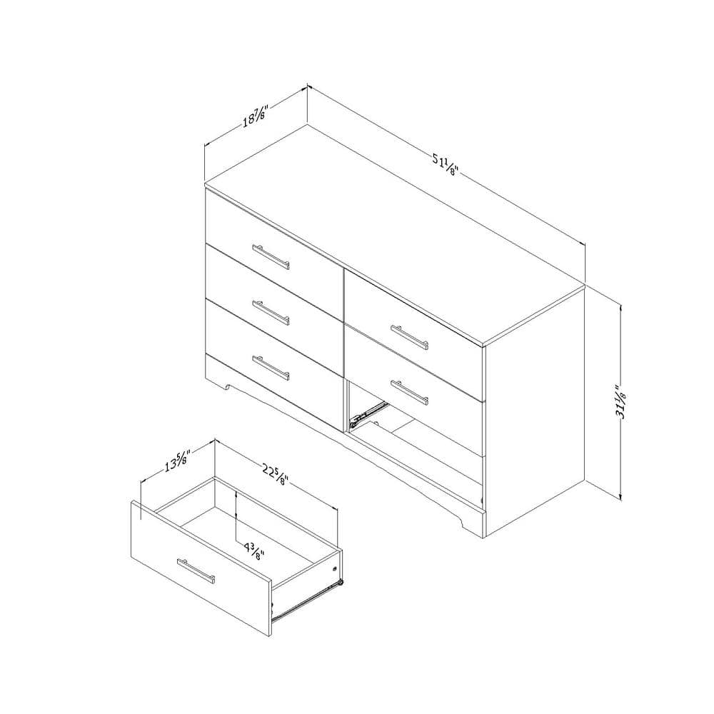 White Double Dresser with Soft Close Drawers
