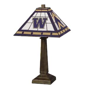 NCAA - 23 in. Antique Bronze Stained Glass Mission Lamp- Unv of Wash