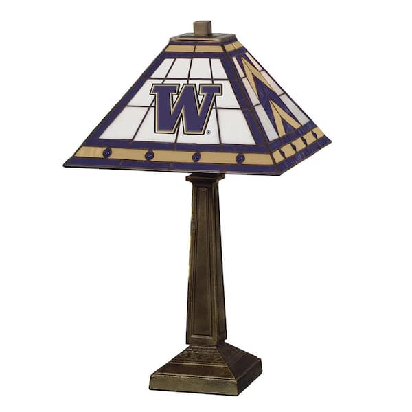The Memory Company NCAA - 23 in. Antique Bronze Stained Glass Mission Lamp- Unv of Wash