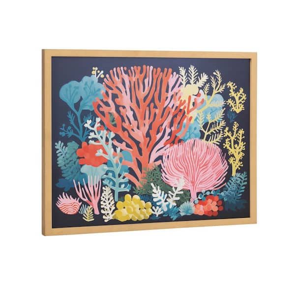 Gallery Bright Coral Underwater Ocean by The Creative Bunch Studio Gold Framed Art Print 16 in. x 12 in.