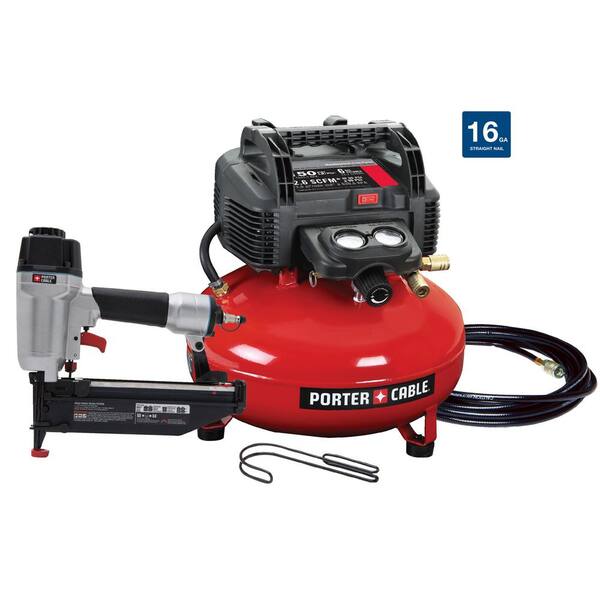 Porter-Cable 6 Gal. 150 PSI Portable Electric Air Compressor and 16-Gauge Nailer Combo Kit
