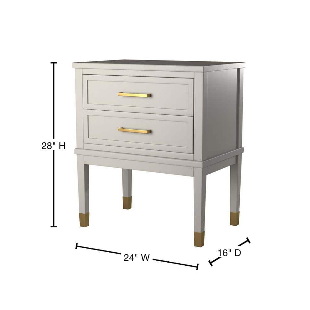 Modern Gray Rectangular Side Table with USB Port and Storage
