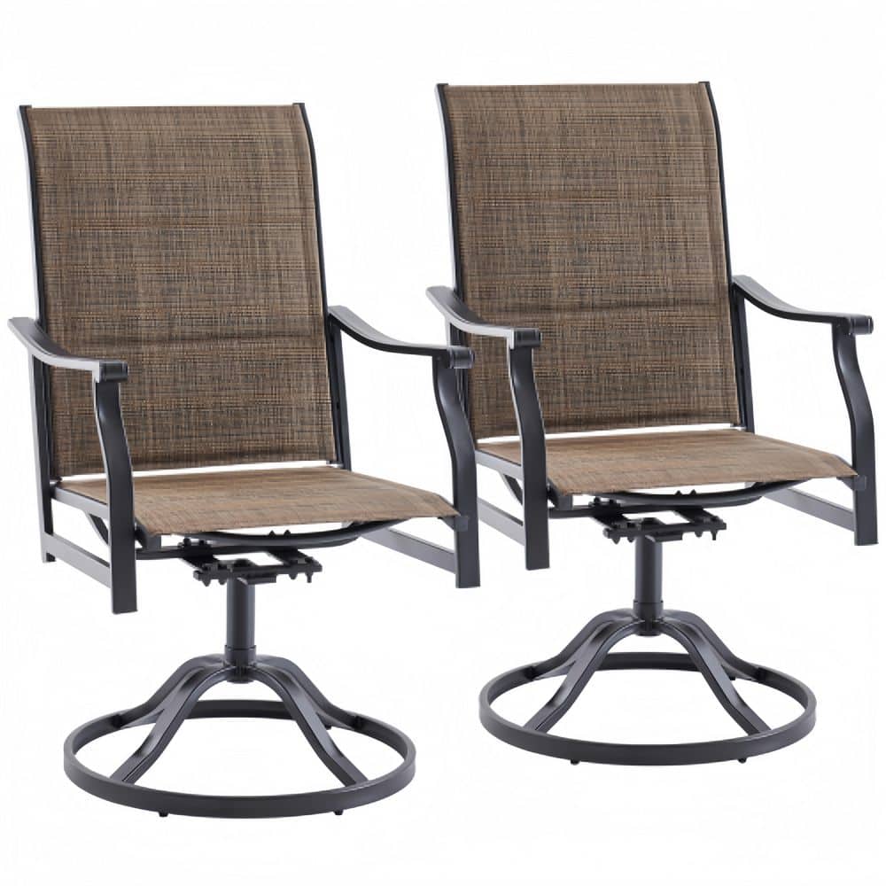 Set of 2 Padded Swivel Patio Dining Chairs, 360° Rotatable & 15° Rocking Chairs, Textilene & Rustproof Metal Frame price history on PriceWatchPro