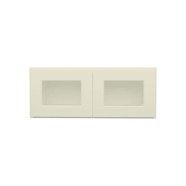 HOMLUX 30 in. W x 12 in. D x 12 in. H in Antique White Ready to Assemble Wall Kitchen Cabinet with No Glasses