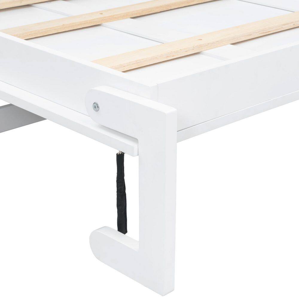 Brown Wood Frame Twin Murphy Bed with Charging Station and Drawer - thumbnail 5