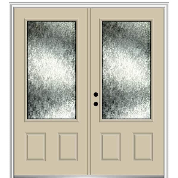 MMI Door Rain Glass 72 in. x 80 in. Right-Hand Inswing 3/4 Lite 2-Panel Painted Wicker Prehung Front Door on 6-9/16 in. Frame