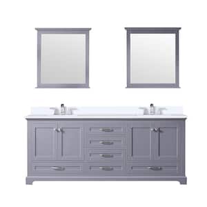 Dukes 80 in. W x 22 in. D Dark Grey Double Bath Vanity, Cultured Marble Top, Faucet Set, and 30 in. Mirrors