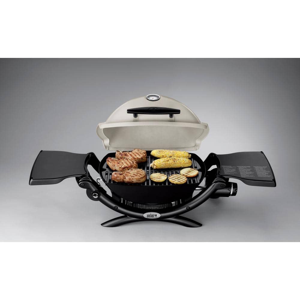 Weber Q 1200 Black Portable Propane Gas Grill with Side Burner