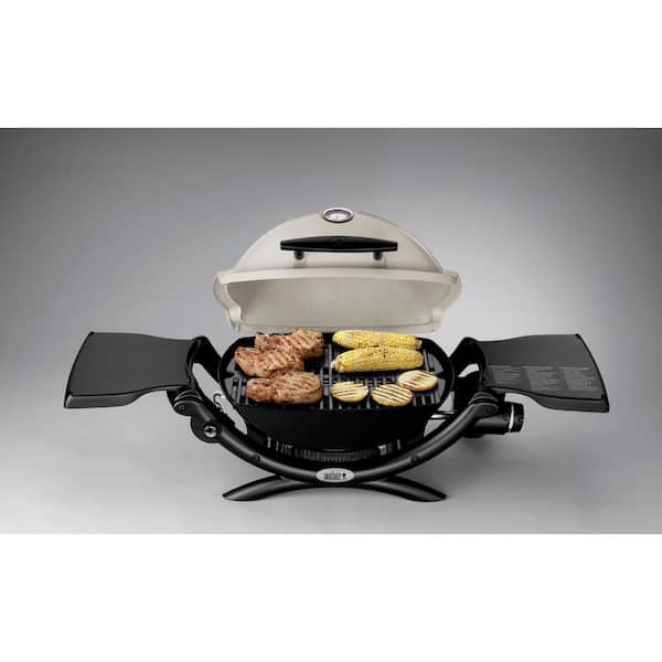 Q 1-Burner Portable Tabletop Propane Gas Grill in Green with Built-In Thermometer - The Home Depot