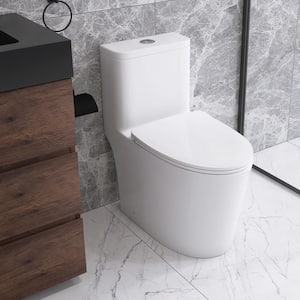 12 in. 1-Piece 1.28/1.6 GPF Dual Flush Elongated Toilet in White Seat Included