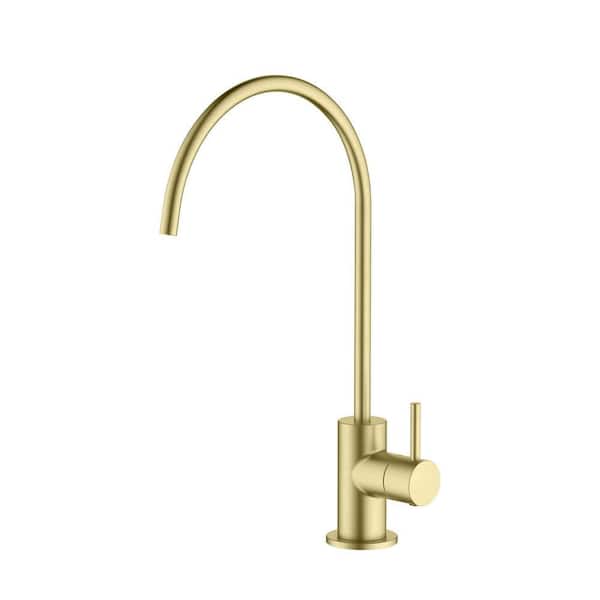 Circular Single Handle Water Filtration Beverage Faucet in Brushed Gold
