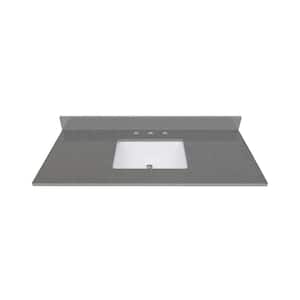 43 in. W x 22 in. D Quartz Vanity Top in Lotte Radianz Contrail Matte with White Rectangular Single Sink