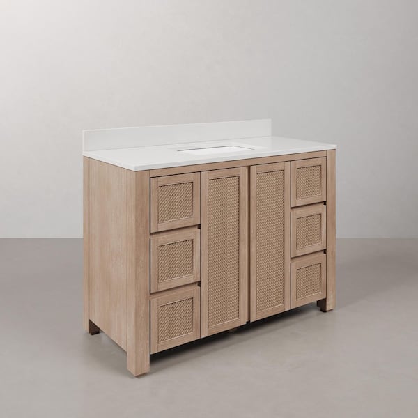 Belmont 48 in. Single Sink Free Standing Toffee Latte Bath Vanity with White Engineered Marble Top Assembled