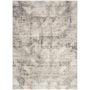 Eco-Friendly Ivory Multicolor 9 ft. x 12 ft. Abstract Contemporary Area Rug