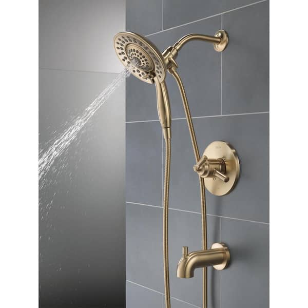 Saylor Gold In2ition 1-Handle Wall Mount Tub and Shower Trim Kit in Champagne Bronze (Valve Not Included)