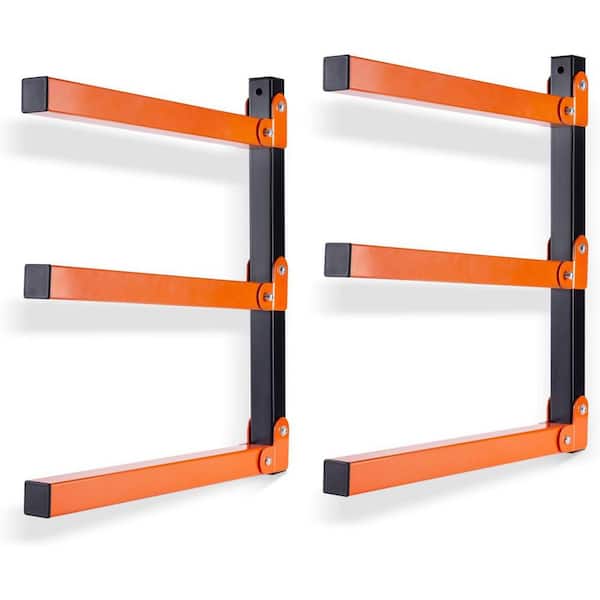 3-Level 2 Pack Black Powder-Coated Steel Heavy-Duty Wall Rack with Mounting Hardware for Lumber Pipe Ski Storage