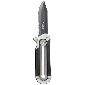 Slydr 3.25 in. Drop Point Carbonitride Titanium Non-Stick Straight Edge Folding Knife with Ballistic Nylon Sheath