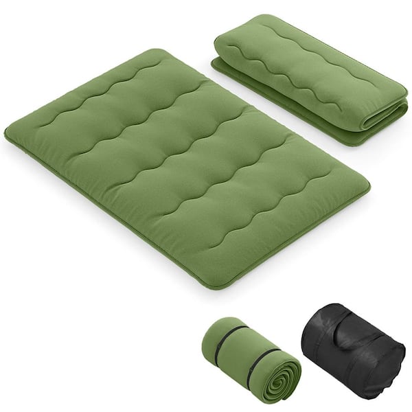 Costway 4 in. Full Futon Mattress Japanese Floor Pad with Washable Cover Carry Bag Green