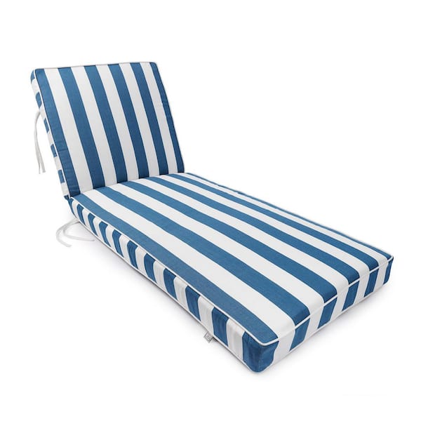 Cabana Stripe Reversible Outdoor Chaise Lounge With Contrast Cord Navy/White 24W"X72"LX4"