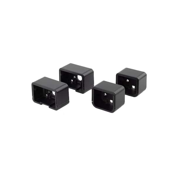 Contemporary 1.625 in. H x 2.5 in. W Textured Black Aluminum Horizontal Rail Bracket Kit (4-Pack)