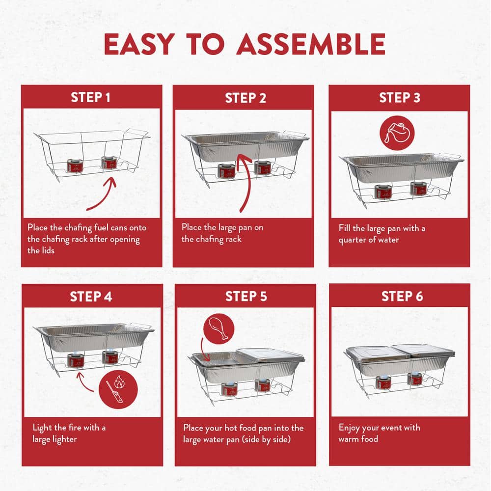 Large Disposable Aluminum Chafing Buffet Set with Utensils