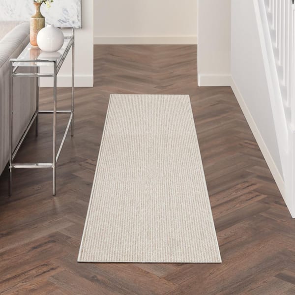 Textured Home Ivory Beige 2 ft. x 6 ft. All-over design Contemporary Runner Area Rug