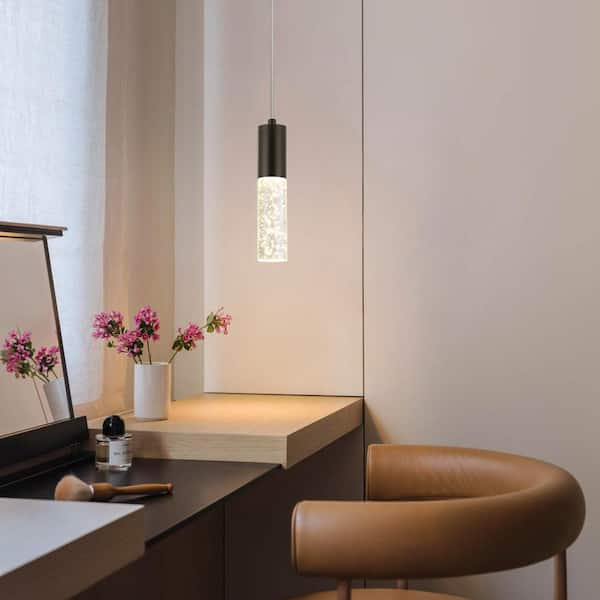 MAXAM 1 Light Integrated LED Mini Pendant Light w Bubble Crystal