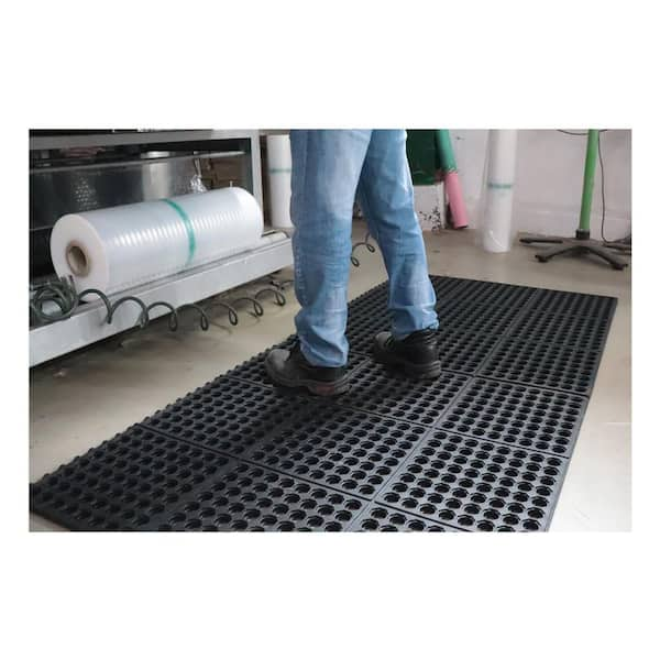 Black 36 in. x 36 in. Rubber Anti-Fatigue Indoor Comfort Mat