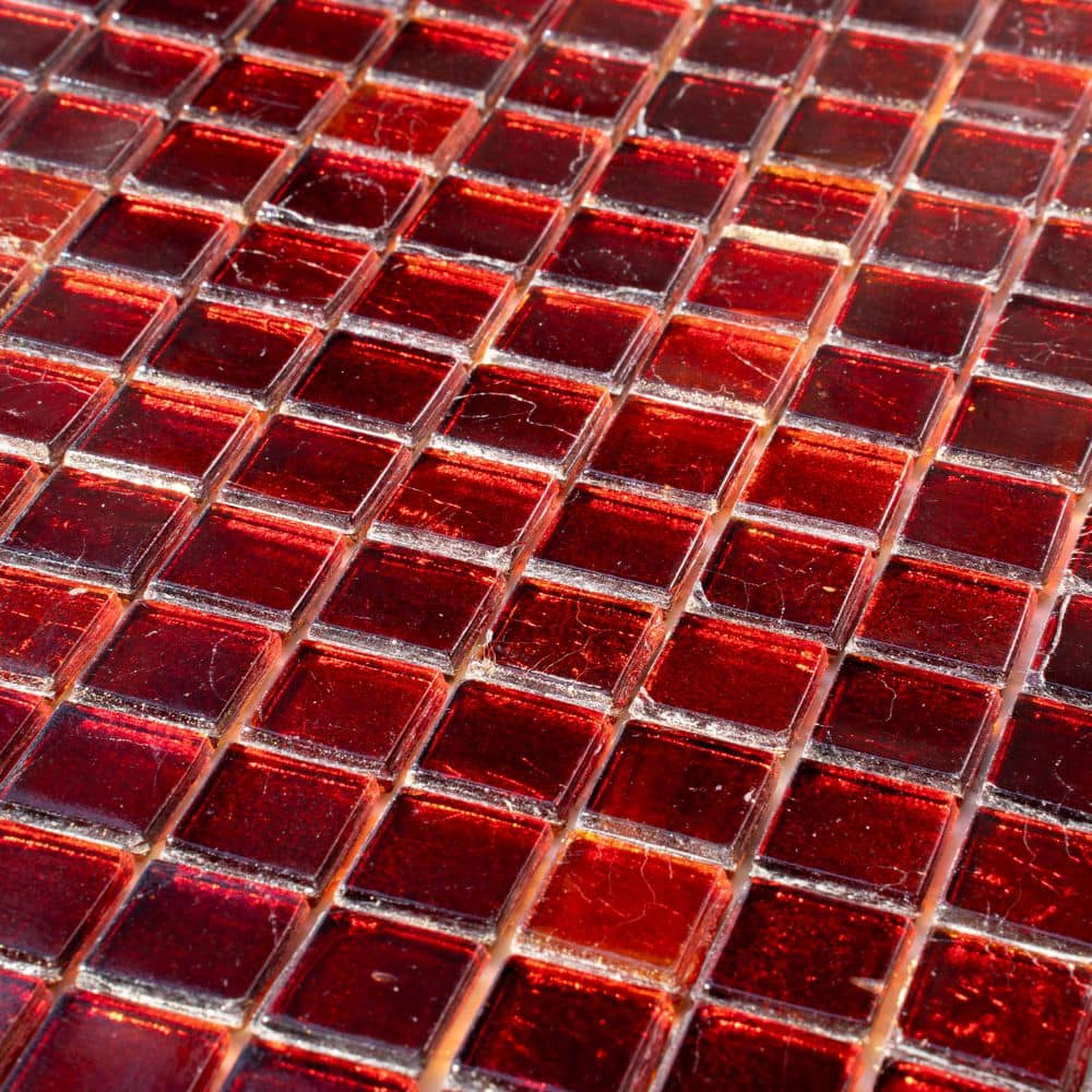 Ruby Red Iridescent Glass Mosaic Wall and Floor Tile