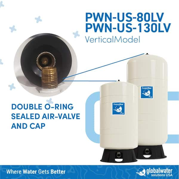 globalwater Solutions Pressure Wave 21.13 gal. Vertical Pressurized Well Tank