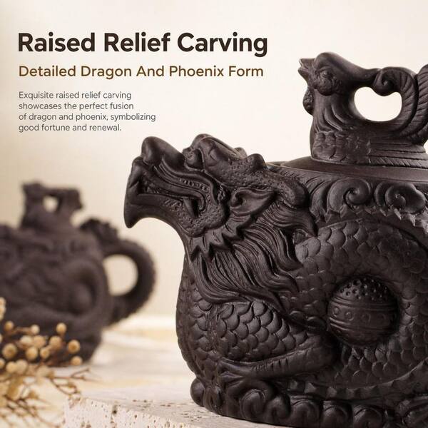 Wudkey 10-Cup Authentic Chinese Yixing Purple Clay Teapot Dragon