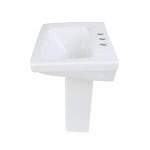 WeeWash 21-1/2 in. H Child Pedestal Bathroom Sink in White with Overflow