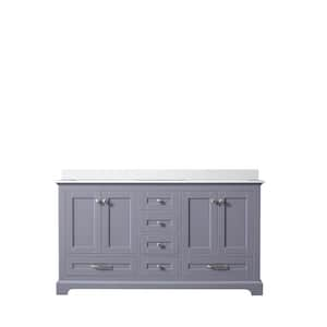 Dukes 60 in. W x 22 in. D Dark Grey Double Bath Vanity and White Quartz Top