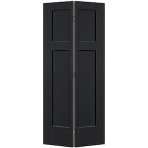 36 in. x 80 in. 3-Panel Winslow Hollow Core Jet Black Molded Composite Bi-Fold Door