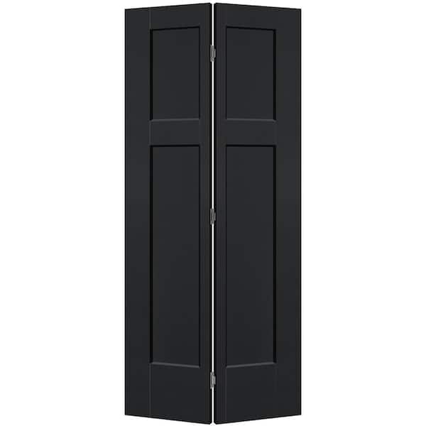 Masonite 36 in. x 80 in. 3-Panel Winslow Hollow Core Jet Black Molded Composite Bi-Fold Door