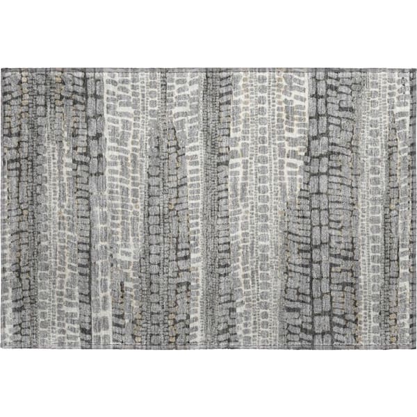 Mayfield Premium Machine Washable Abstract AMF2540 Gray 2 ft. x 3 ft. Accent Rug